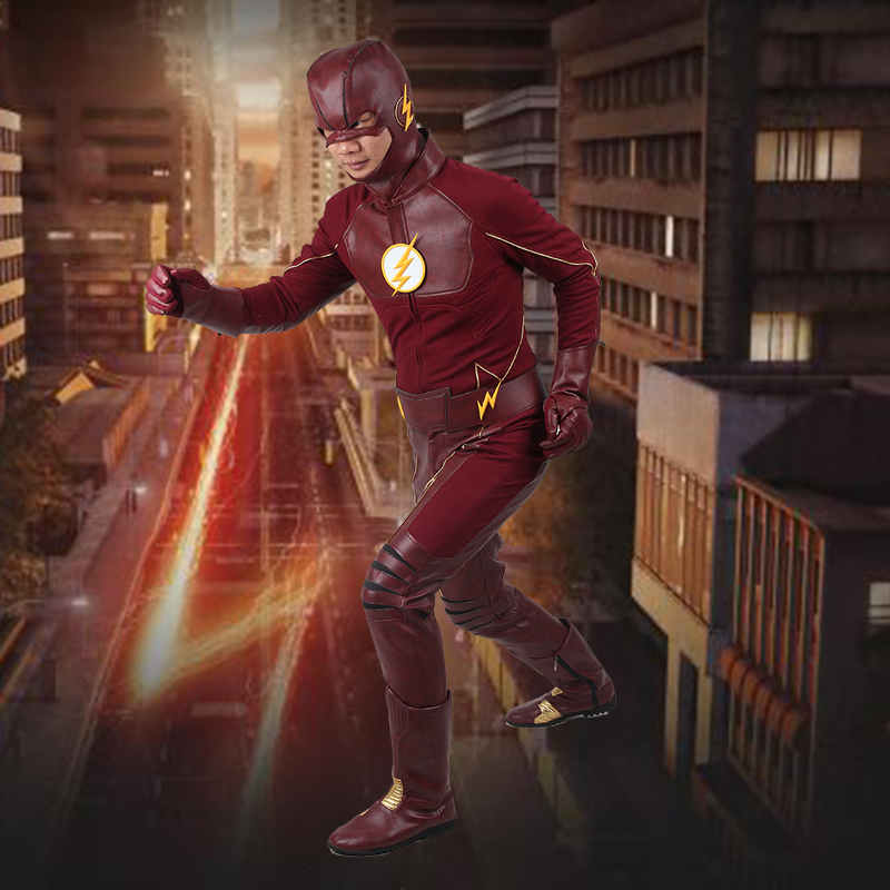 The Flash Season 2 Barry Allen Cosplay Costume Top Trousers Gloves Wristband Belts