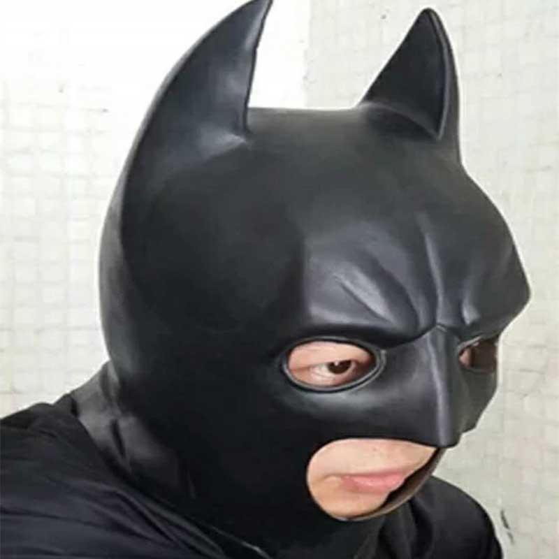 Adult Dark Knight Batman Bruce Wayne Half Face Latex Halloween Mask Superhero Cosplay-Takerlama
