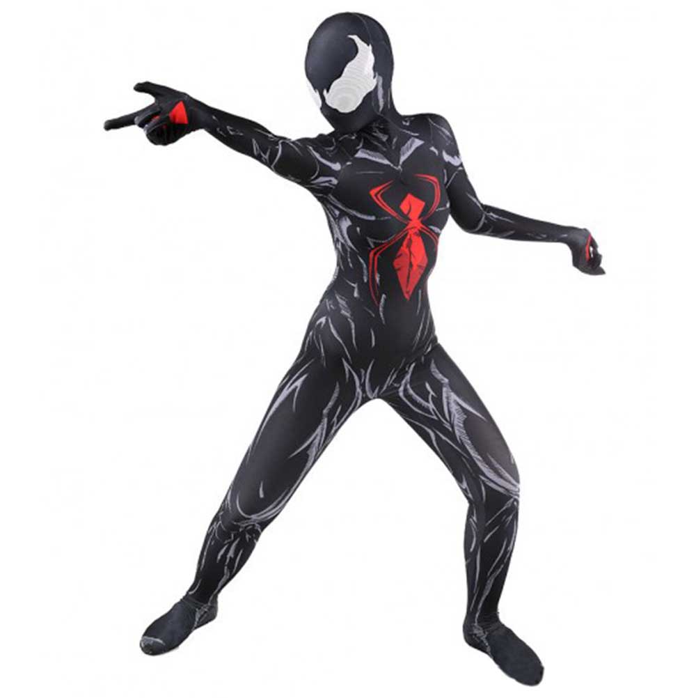 BLACK WIDOW Venom Costume Cosplay Big Glasses Venom Spider Cosplay Costume Halloween Zentai Suit Spiderman Costume Adult Kids