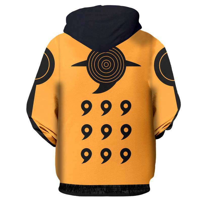 Anime Naruto Uzumaki Zip Up Hoodie With Pocket For Adult Unisex 3D Jacket-Takerlama