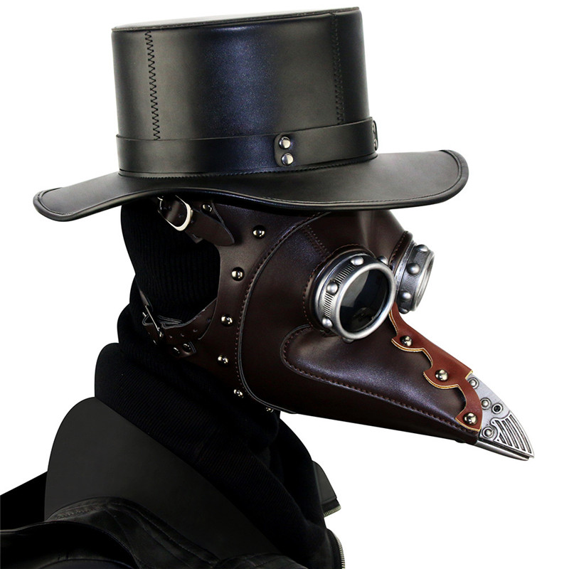 PU Leather Plague Doctor Magic Hat Punk Steampunk Neutral Cosplay Hat 