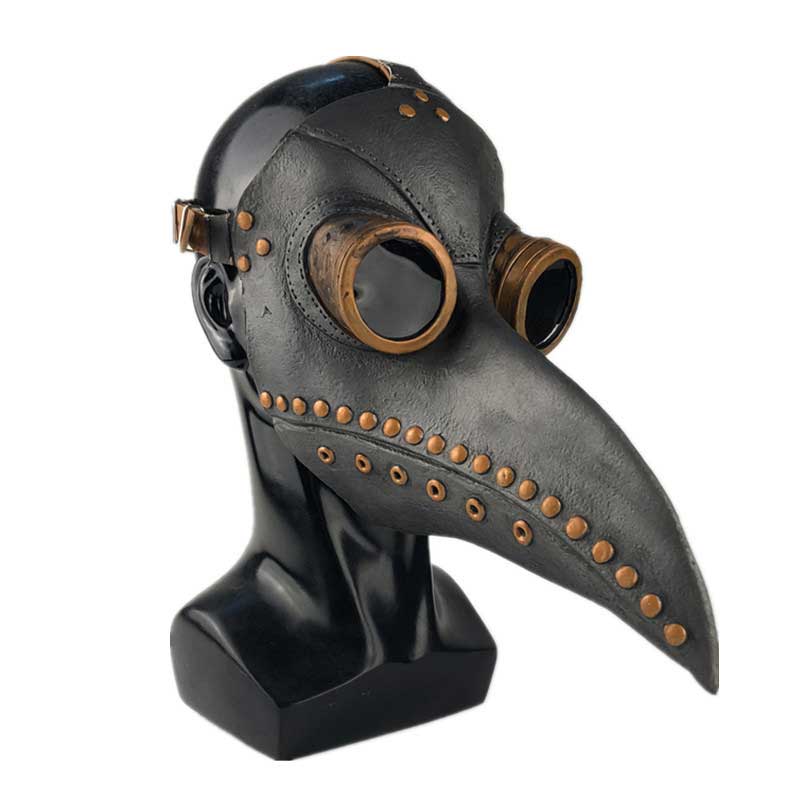 Scary Raven Gothic Plague Doctor Halloween Cosplay Face Mask Creepy Black Death Bird Beak Costume Persona Props-Takerlama