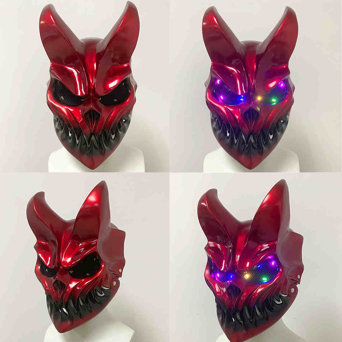 Demon Mask Slaughter To Prevail Mask Kid of Darkness Demolisher Mask LED Light Up Halloween Scary Glowing Mask