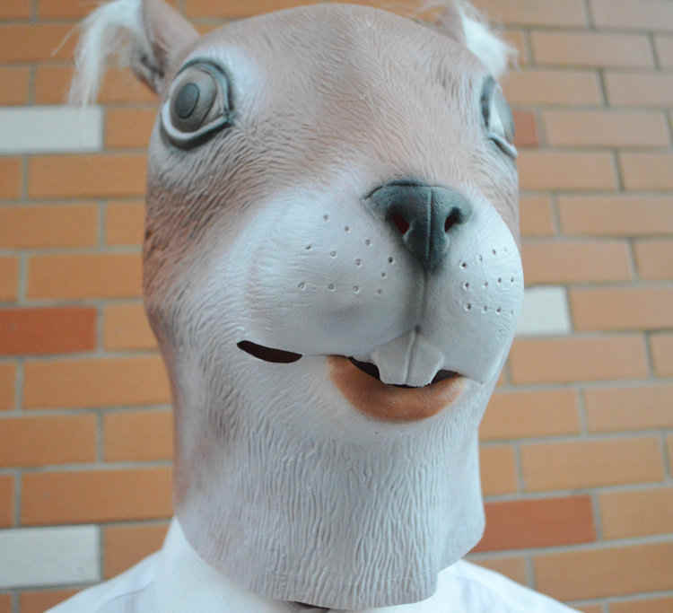 Animal Head Latex Face Squirrel Costume Mask For Halloween Carnival Cosplay Party-Takerlama