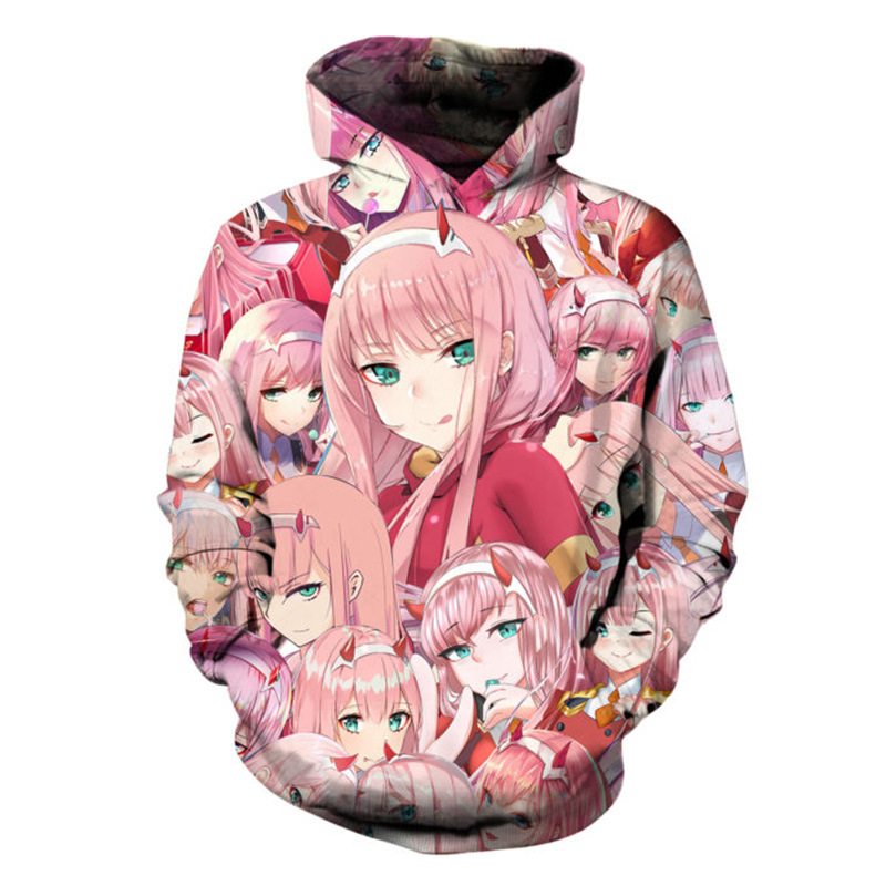 Unisex Anime DARLING in the FRANXX Zero Two Hoodies 3D Print Sweatshirt Streetwear Tops