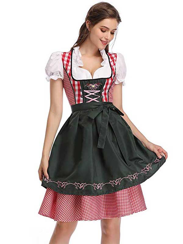 Women's Oktoberfest Fraulein Green Costume Bavarian Bar Maid Costume 