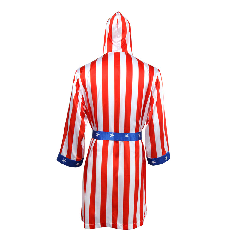 Rocky Balboa Apollo Movie Boxing American Flag Cosplay Robe and Shorts Boxing Costume