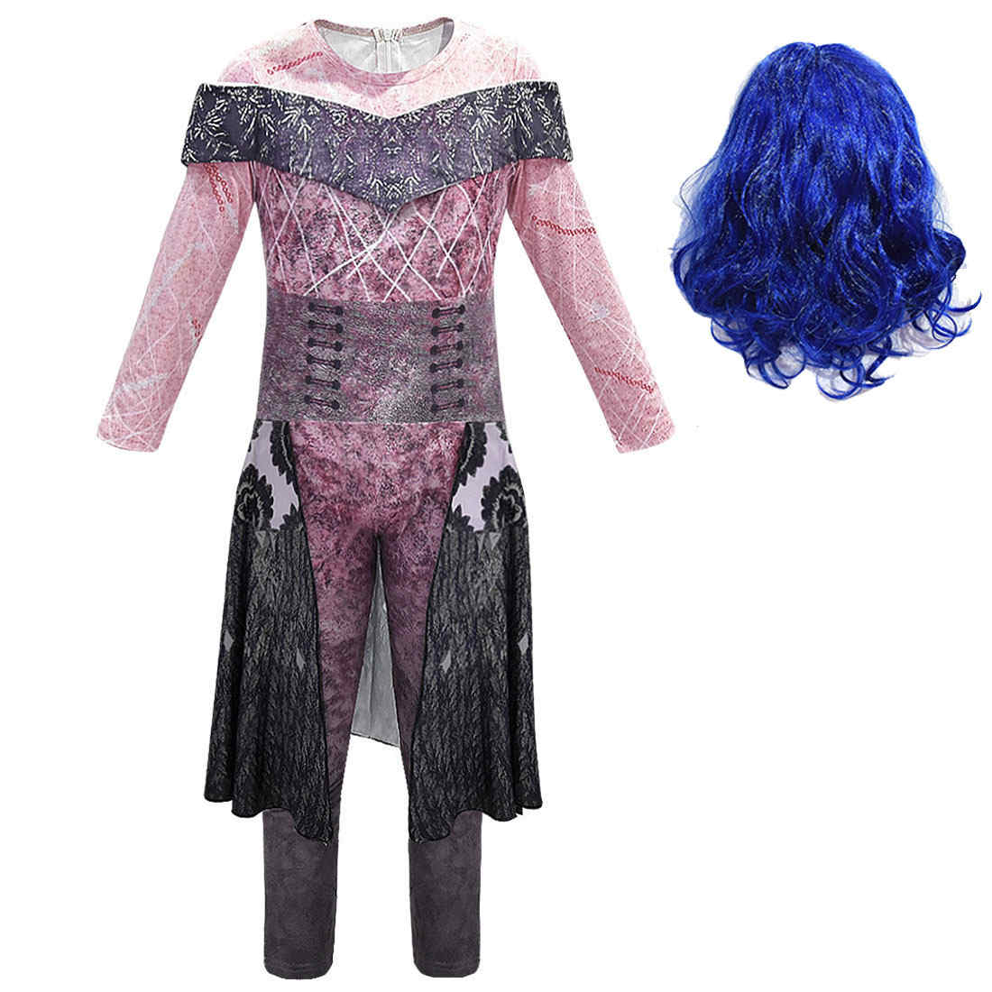 Descendants 3 Evie Audrey Halloween Cosplay Costume Junmpsuit Uniform Kids Jumpsuit 