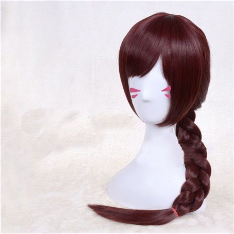 Game Over Watch OW D.Va DVa Copslay Costume Year of Rooster Twist Braid Cosplay Wig Dark Brown Party Hair 70cm Wigs