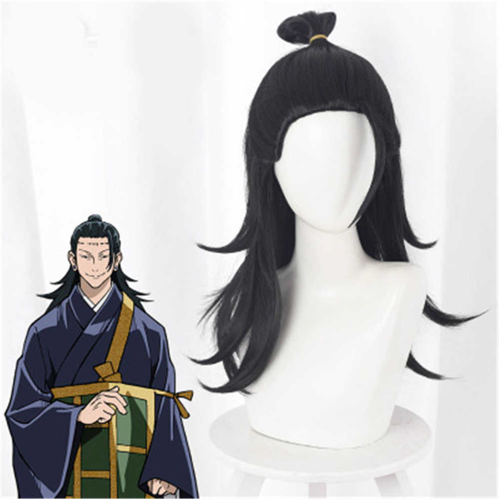 Anime Jujutsu Kaisen Getou Suguru Costume Wig Black Straight Hair Cap Masquerade-Takerlama