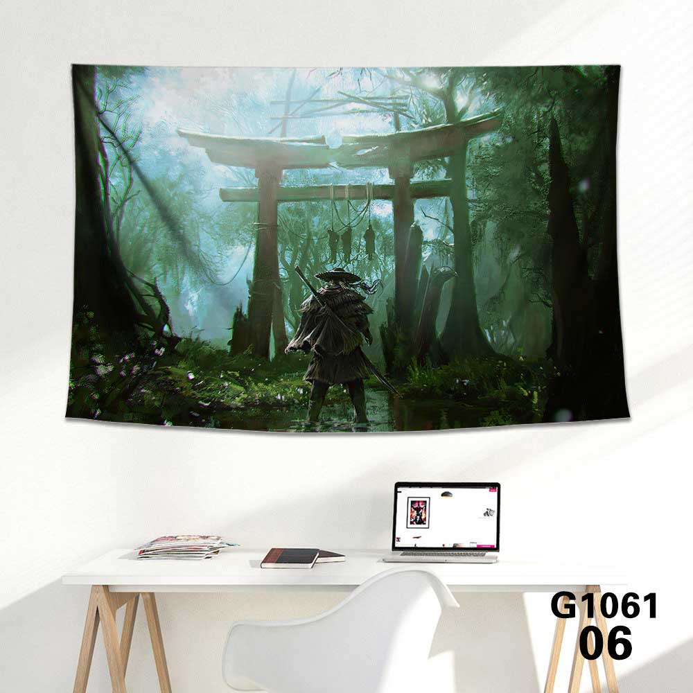 Game Ghost of Tsushima Jin Sakai Samurais Living Room Home Decor Art Posters Dossal-Takerlama