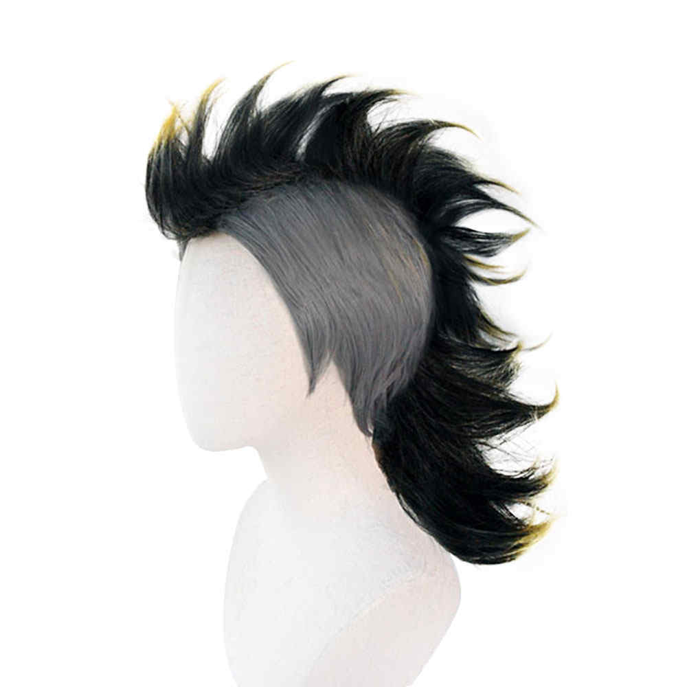 Demon Slayer Kimetsu no Yaiba Genya Shinazugawa Short Hair Black Yellow Gradient Mohawk Style Cosplay Wig-Takerlama