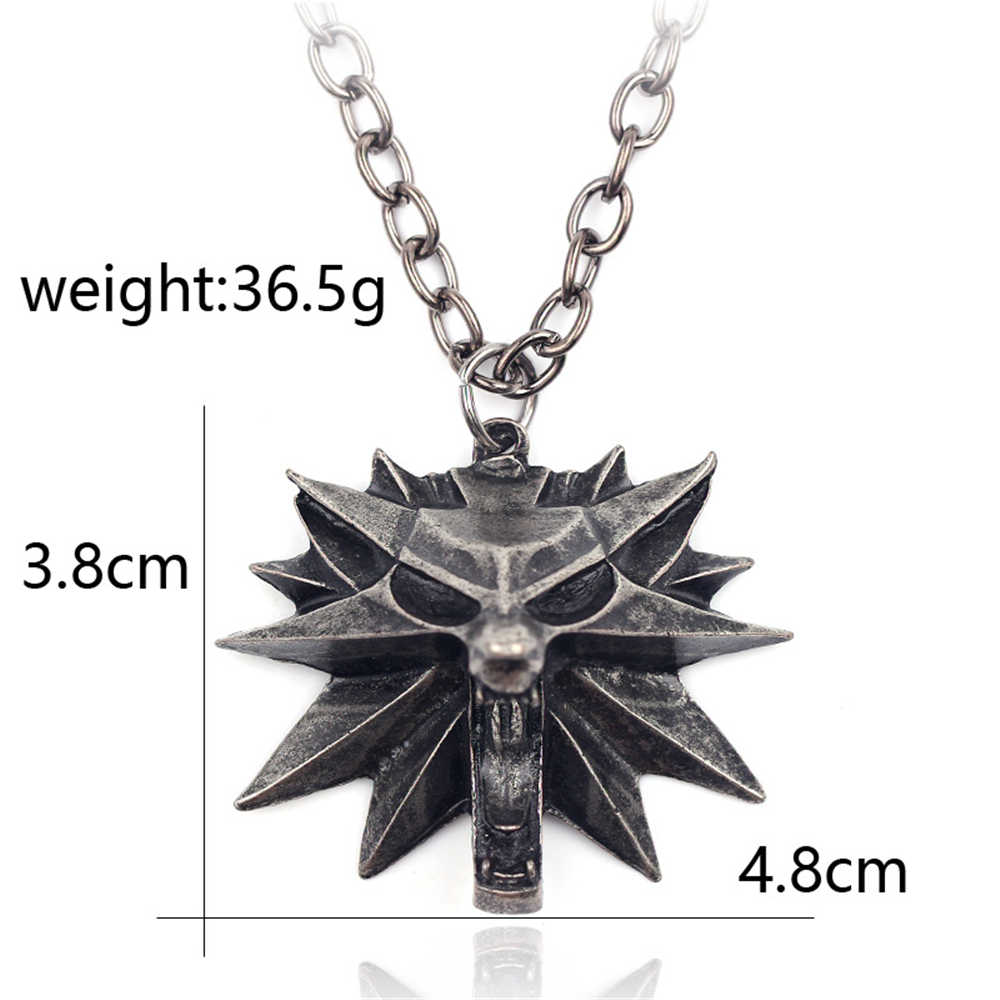 Game The Witcher 3 Medallion Halloween Pendant Wizard Geralt of Rivia Wolf Head Necklace Gift Props Accessories-Takerlama