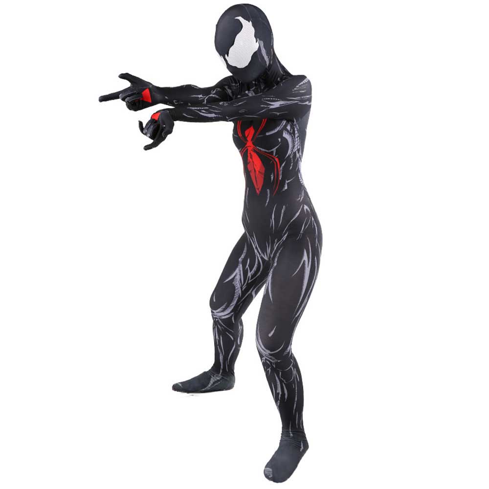 BLACK WIDOW Venom Costume Cosplay Big Glasses Venom Spider Cosplay Costume Halloween Zentai Suit Spiderman Costume Adult Kids