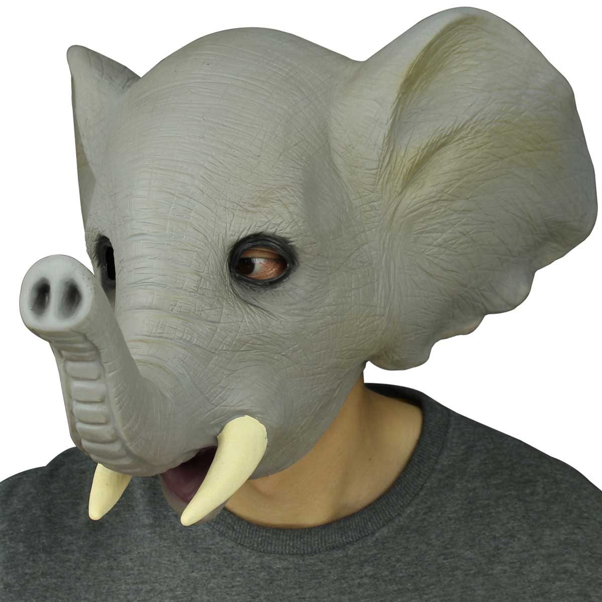 Deluxe Novelty Latex Rubber Creepy Elephant Costume Head Mask Halloween Cosplay Masquerade Party Props Decorations Grey