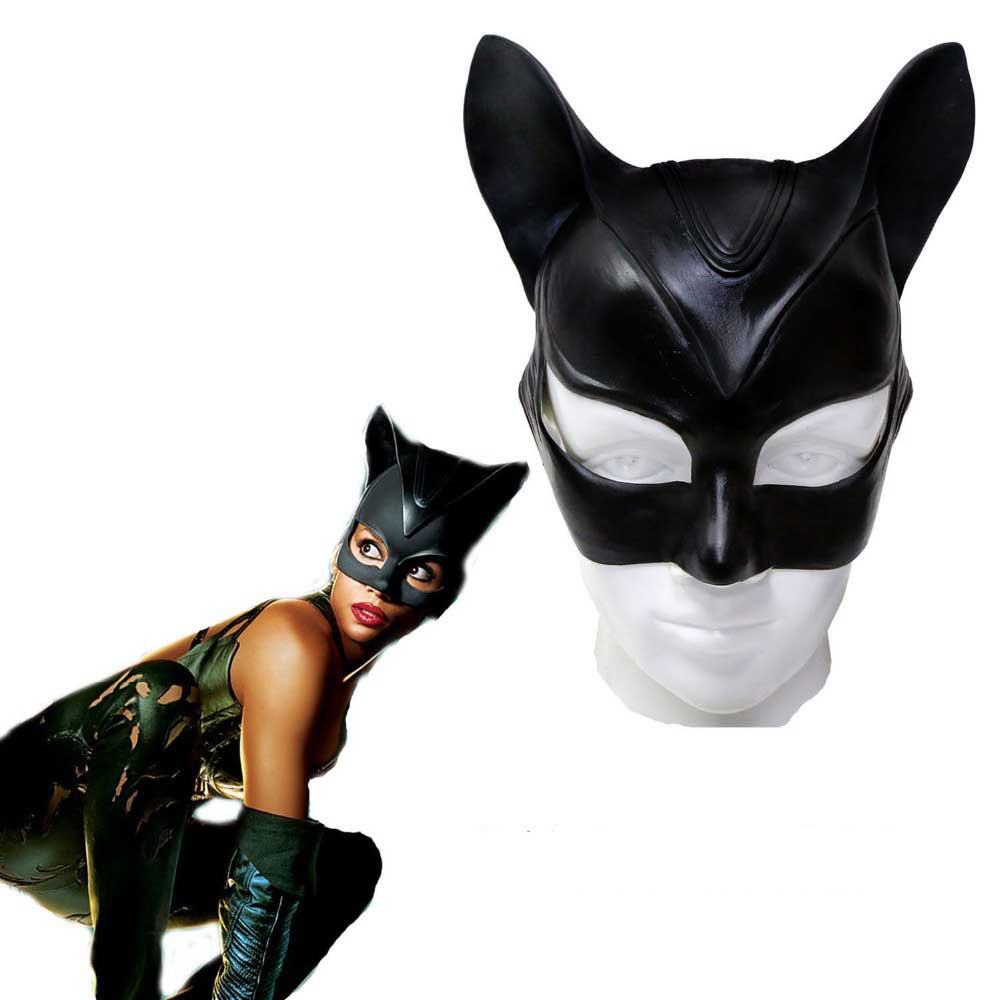 Latex DC Catwoman Half Face Mask Superhero Selina Kyle Batman Masquerade Cosplay Props