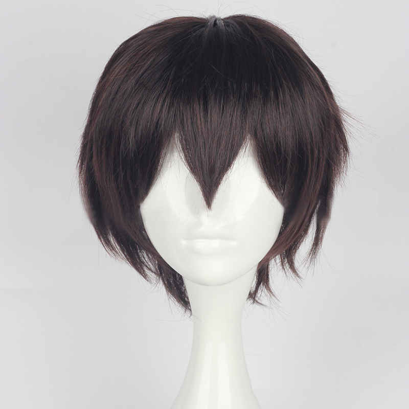 Bungo Stray Dogs Dazai Osamu Short Naturally Curly Black Cosplay Wig Halloween Costume Synthetic Hair 