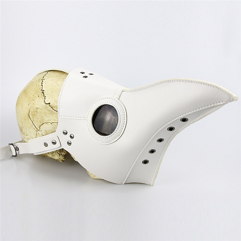 Cospaly Dr. Beulenpest Steampunk Plague Doctor Mask White PU Leather Birds Beak Masks Halloween Art Cosplay Carnaval Costume