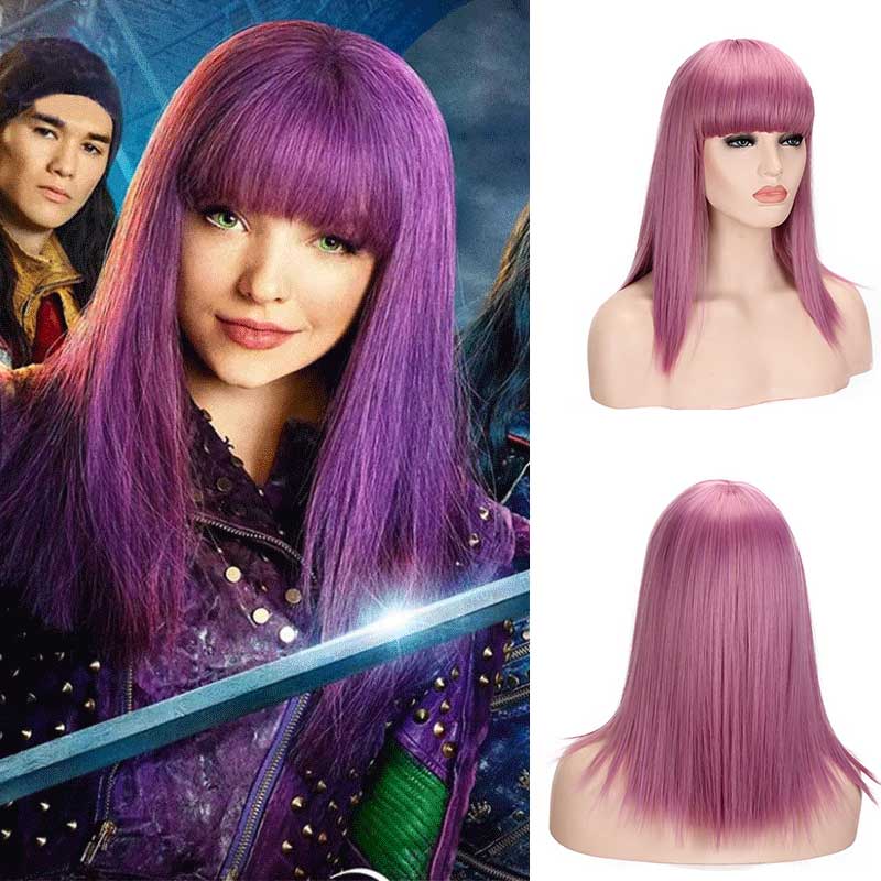 Descendants 3 Mal Purple Cosplay Wig with Cap