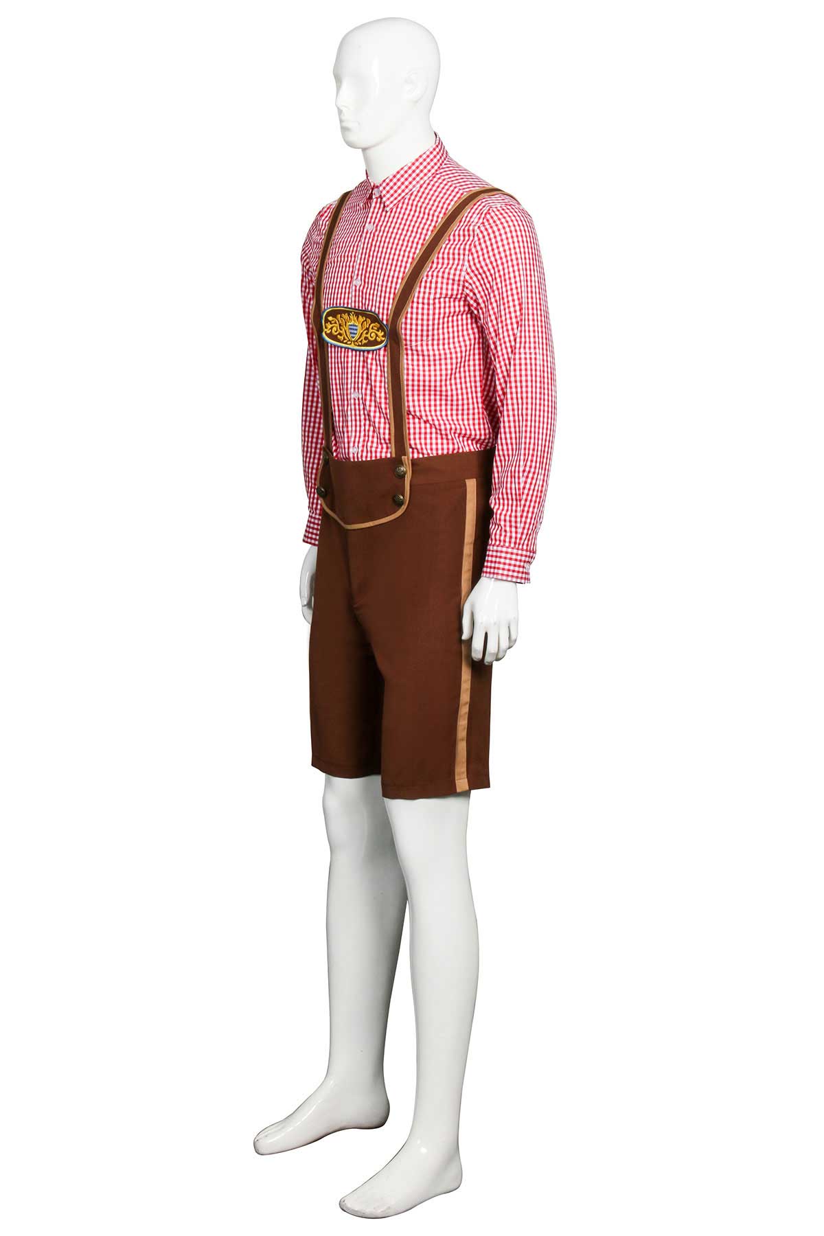 Bavarian Beer Lederhosen Oktoberfest Mens Costume Shirt Pants Suspenders-Takerlama