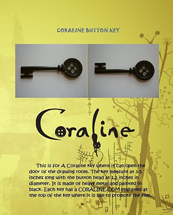 Coraline&the Secret Door Black Button Key Skeleton Cosplay Props