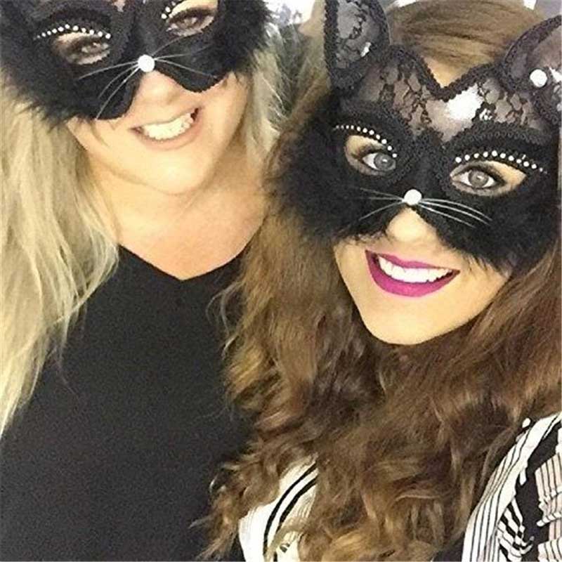 Sexy Lace Black Cat Eye Mask for Carnival Halloween