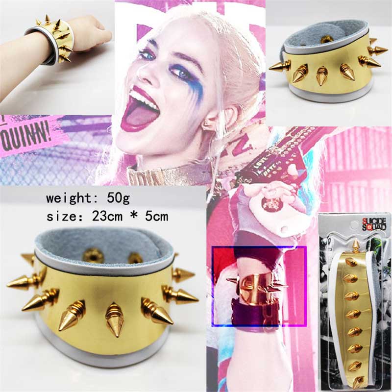 Suicide Squad Women Joker Harley Quinn Rivets Wristband 