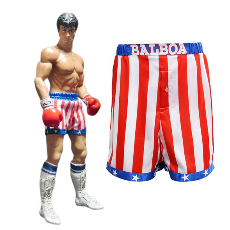 Rocky Balboa Apollo Movie Boxing American Flag Cosplay Robe and Shorts Boxing Costume