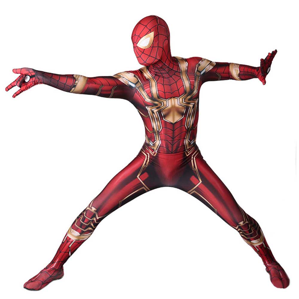 Boys Men's Golden Edition Iron Spider Cosplay Costumes Spiderman Zentai Suit