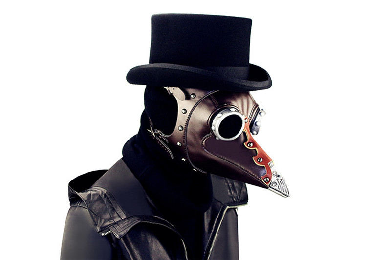 Steampunk Plague Bird Mask Doctor Mask Brown PU Leather Bird Beak Mask Gothic Retro Halloween Cosplay Accessories Masquerade Party Masks 