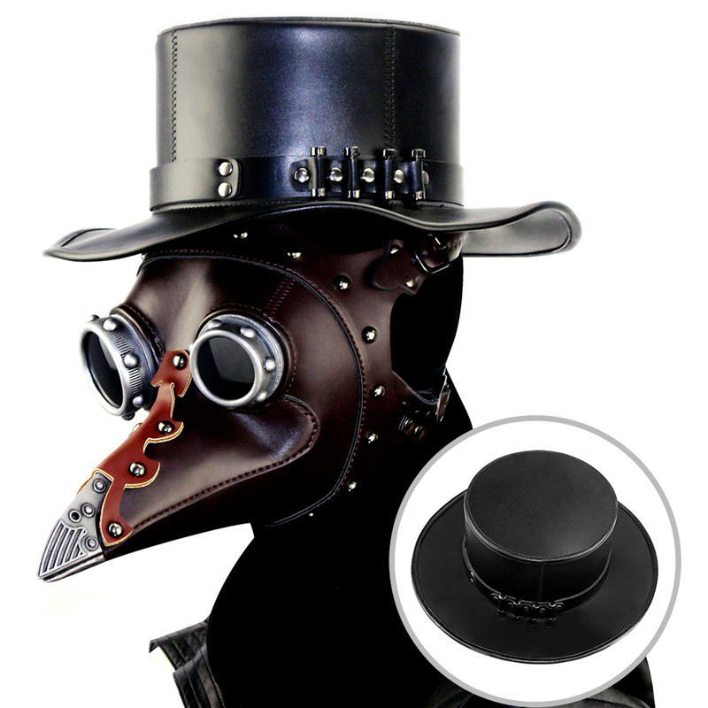 PU Leather Plague Doctor Magic Hat Punk Steampunk Neutral Cosplay Hat 