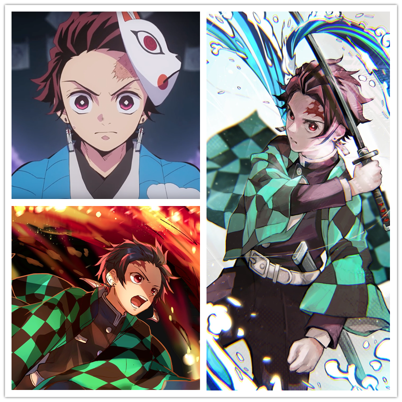 Tanjirou Kamado Short Cospaly Synthetic Wig Anime Demon Slayer Kimetsu no Yaiba 