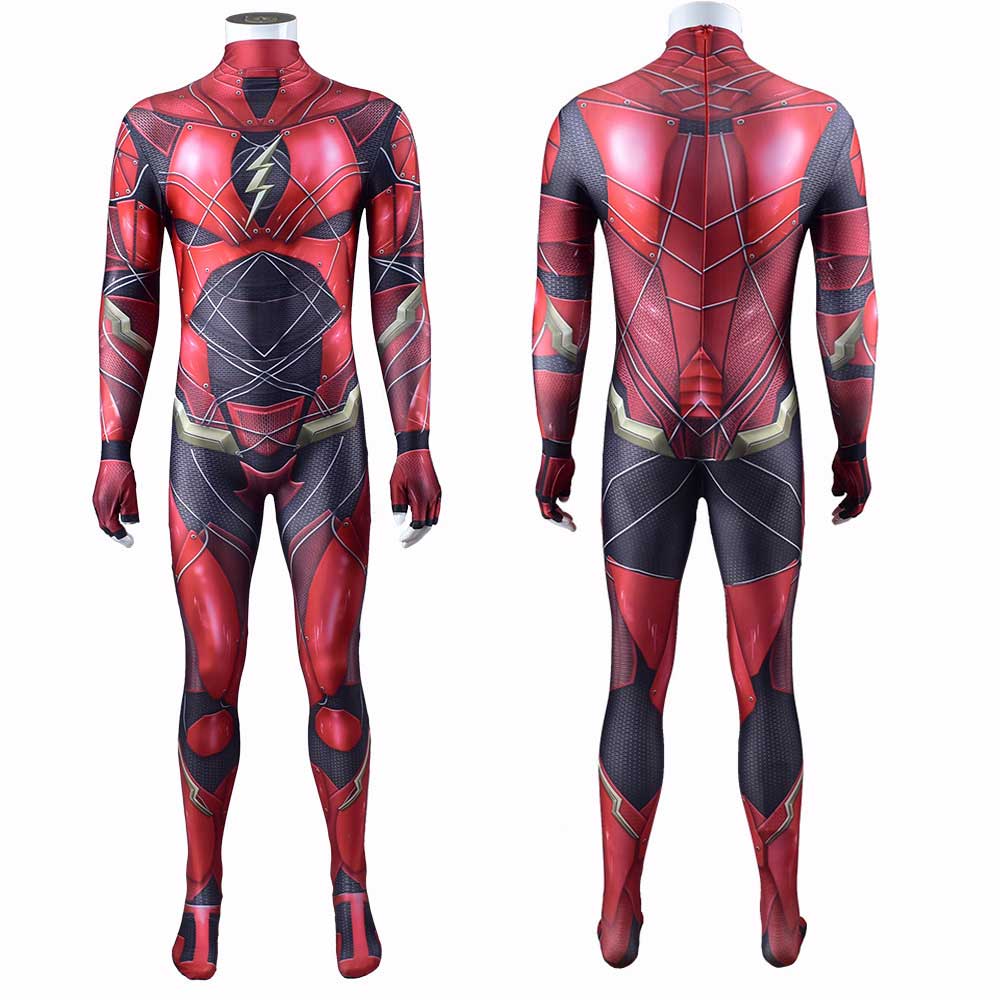 The Flash Costume Justice League Superhero Barry Allen Cosplay Zentai Suit-Takerlama