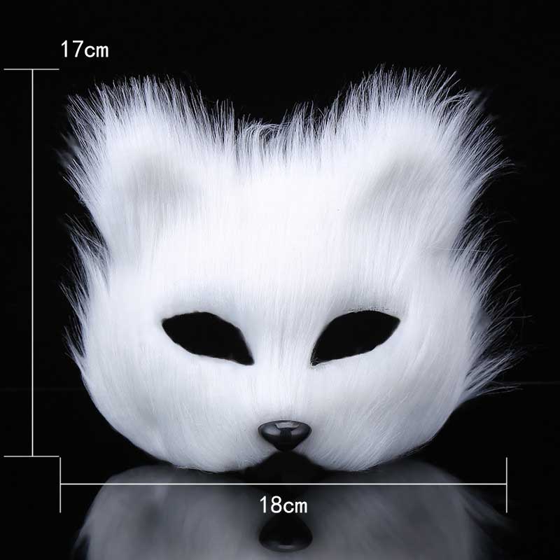 Animal White Plastic Villus Fox Mask Cosplay Party Half Face Masks Cat Mask Halloween Masquerade Props