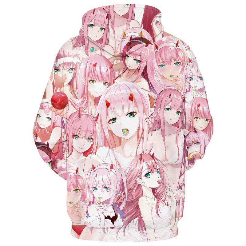 Unisex Anime DARLING in the FRANXX Zero Two Hoodies 3D Print Sweatshirt Streetwear Tops