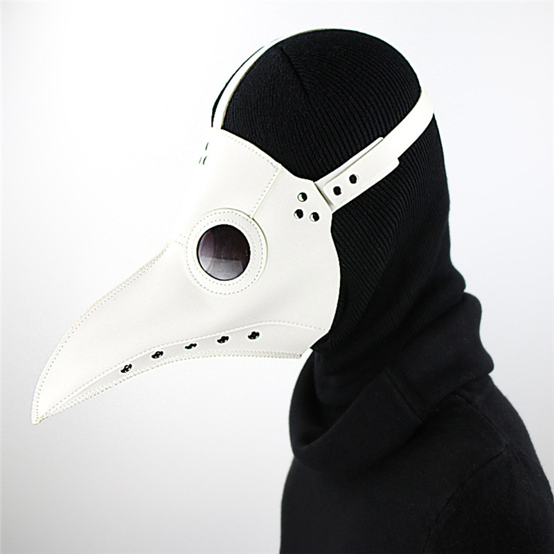 Cospaly Dr. Beulenpest Steampunk Plague Doctor Mask White PU Leather Birds Beak Masks Halloween Art Cosplay Carnaval Costume