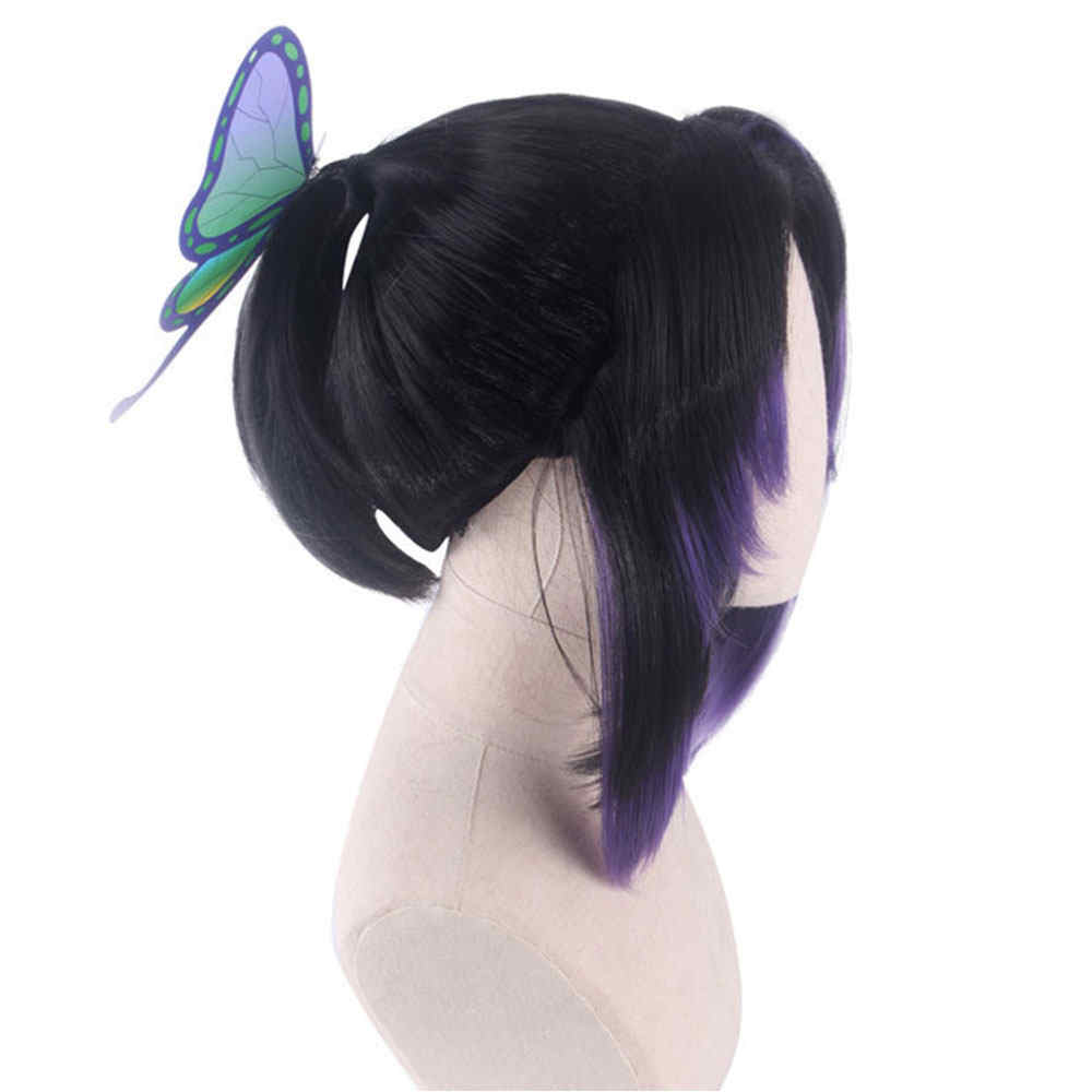 Demon Slayer: Kimetsu no Yaiba Shinobu Kocho Cosplay Wig 35cm Short Black Purple Gradient Demon Slaying Corps