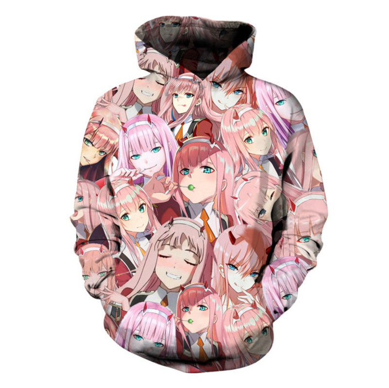 Unisex Anime DARLING in the FRANXX Zero Two Hoodies 3D Print Sweatshirt Streetwear Tops