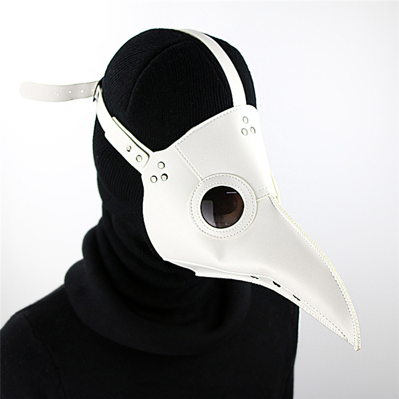 Cospaly Dr. Beulenpest Steampunk Plague Doctor Mask White PU Leather Birds Beak Masks Halloween Art Cosplay Carnaval Costume