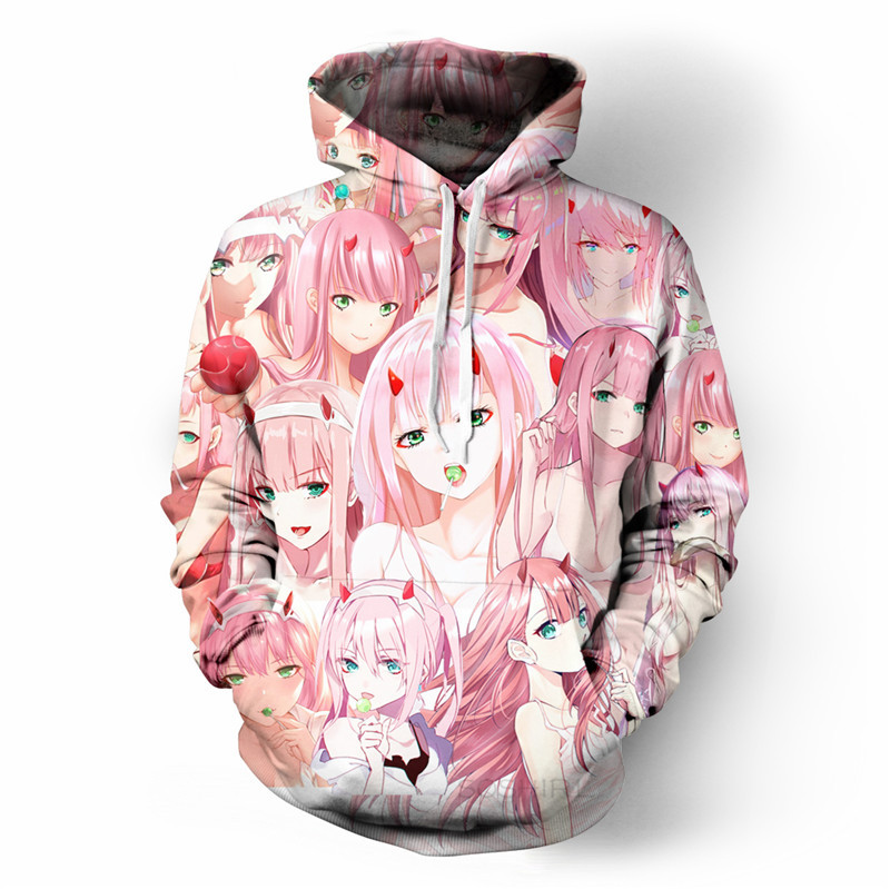 Unisex Anime DARLING in the FRANXX Zero Two Hoodies 3D Print Sweatshirt Streetwear Tops