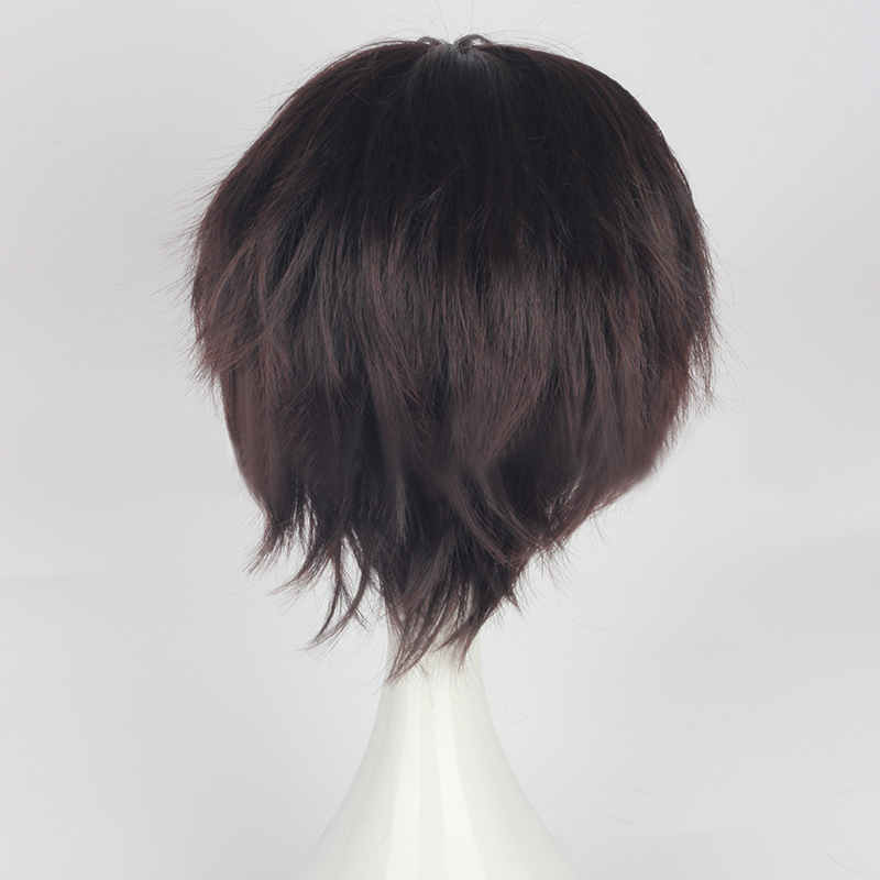 Bungo Stray Dogs Dazai Osamu Short Naturally Curly Black Cosplay Wig Halloween Costume Synthetic Hair 