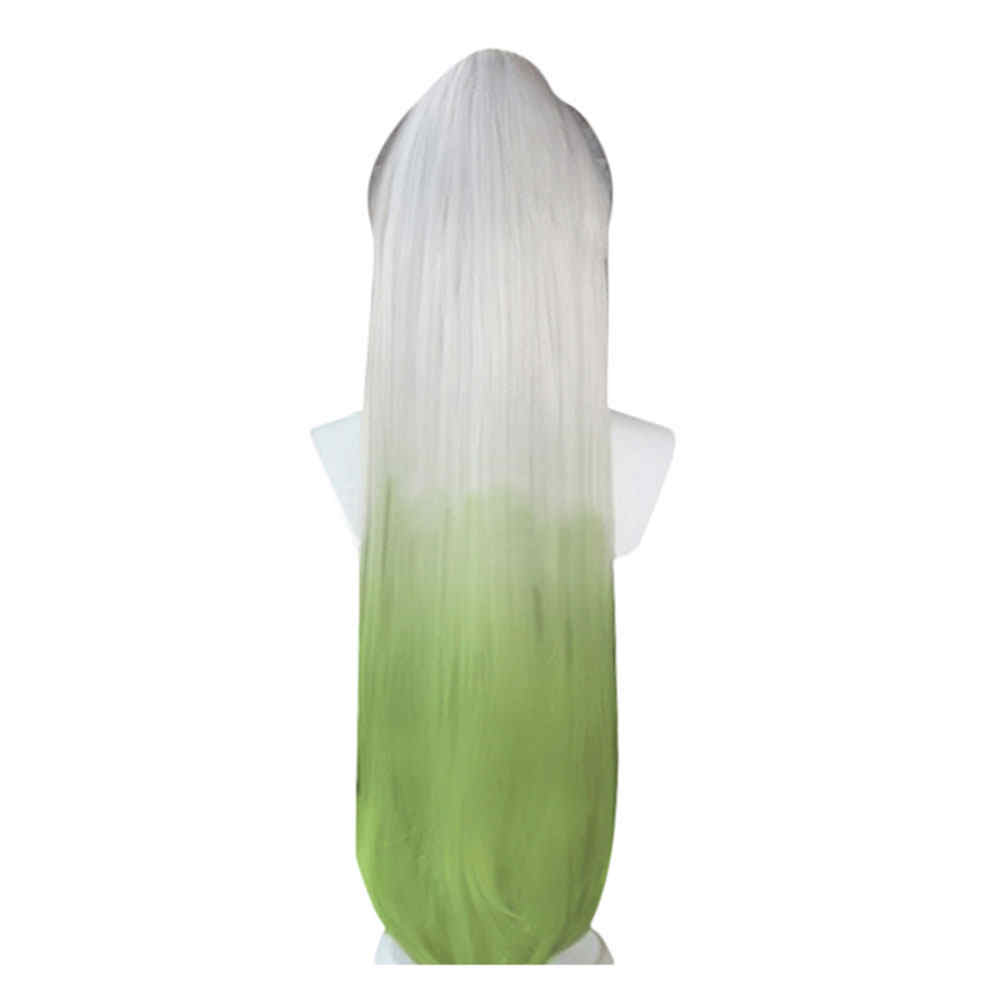 Anime Demon Slayer Kimetsu no Yaiba Daki White Green Hair Wig-