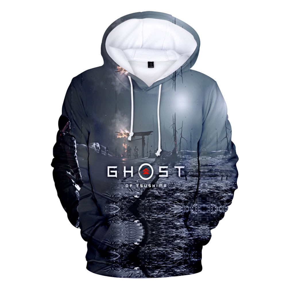 Game Ghost of Tsushima Samurai Sakai Pullover Hoodies 3D Print Sweatshirt-Takerlama