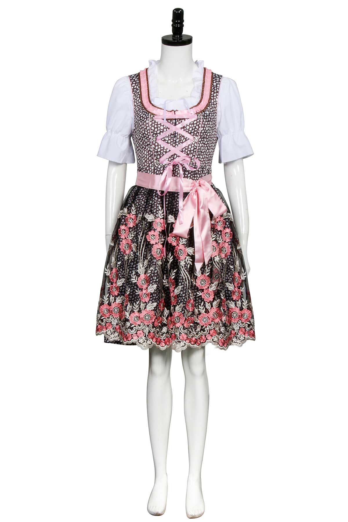 Vintage 80s German Oktoberfest Dress Floral Embroidered Dirndl Dress | Takerlama