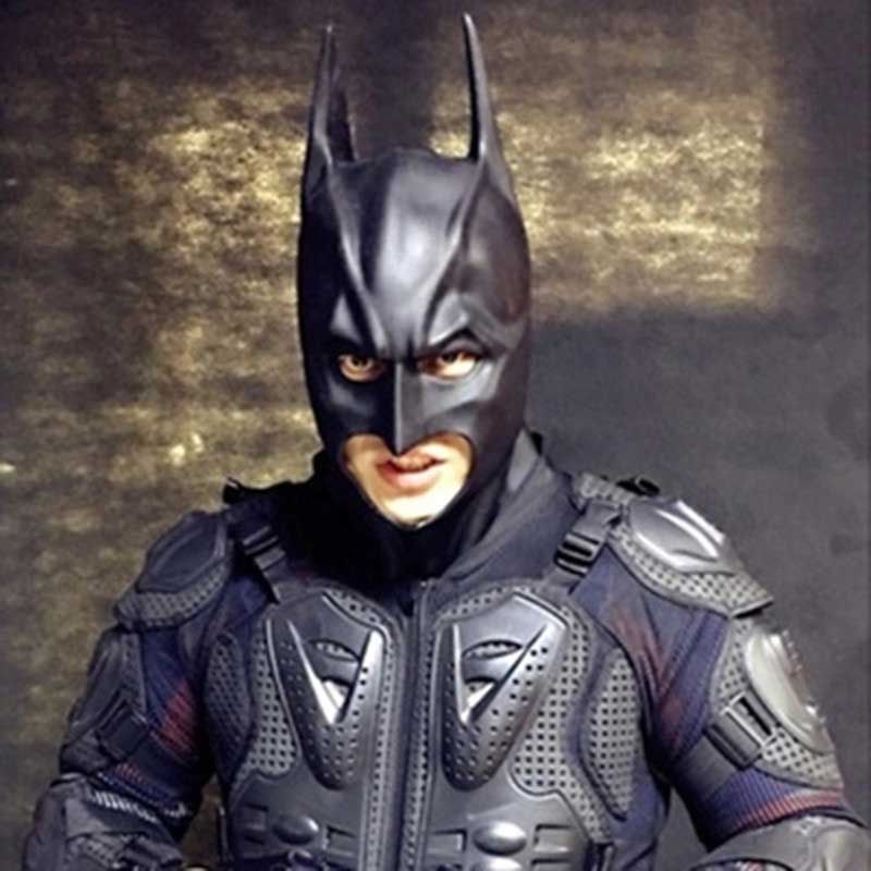 Adult Dark Knight Batman Bruce Wayne Half Face Latex Halloween Mask Superhero Cosplay-Takerlama