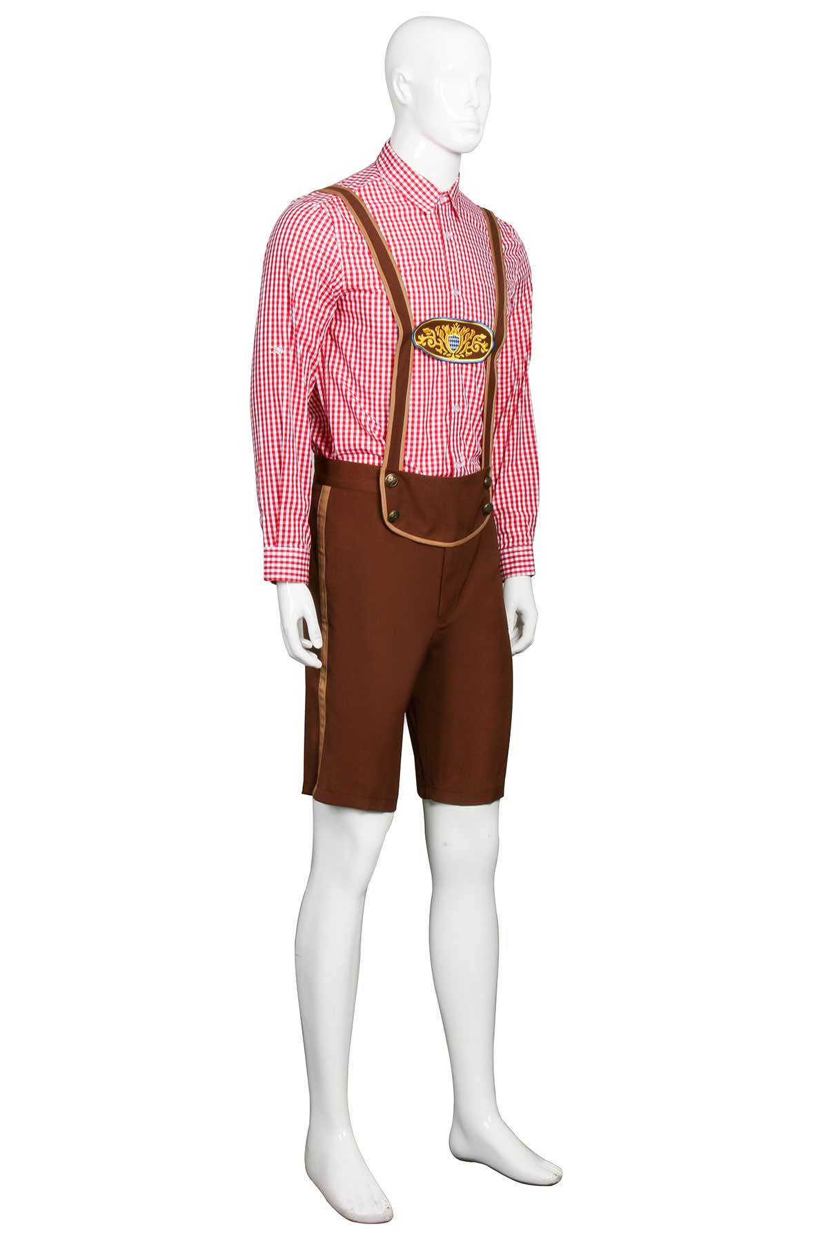 Bavarian Beer Lederhosen Oktoberfest Mens Costume Shirt Pants Suspenders-Takerlama