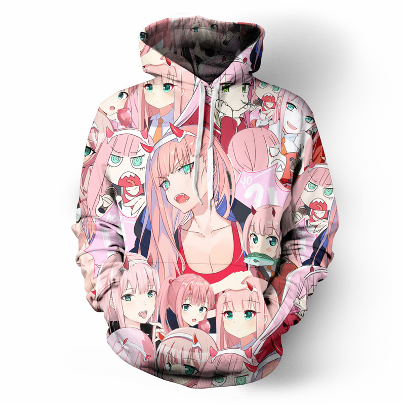 Unisex Anime DARLING in the FRANXX Zero Two Hoodies 3D Print Sweatshirt Streetwear Tops