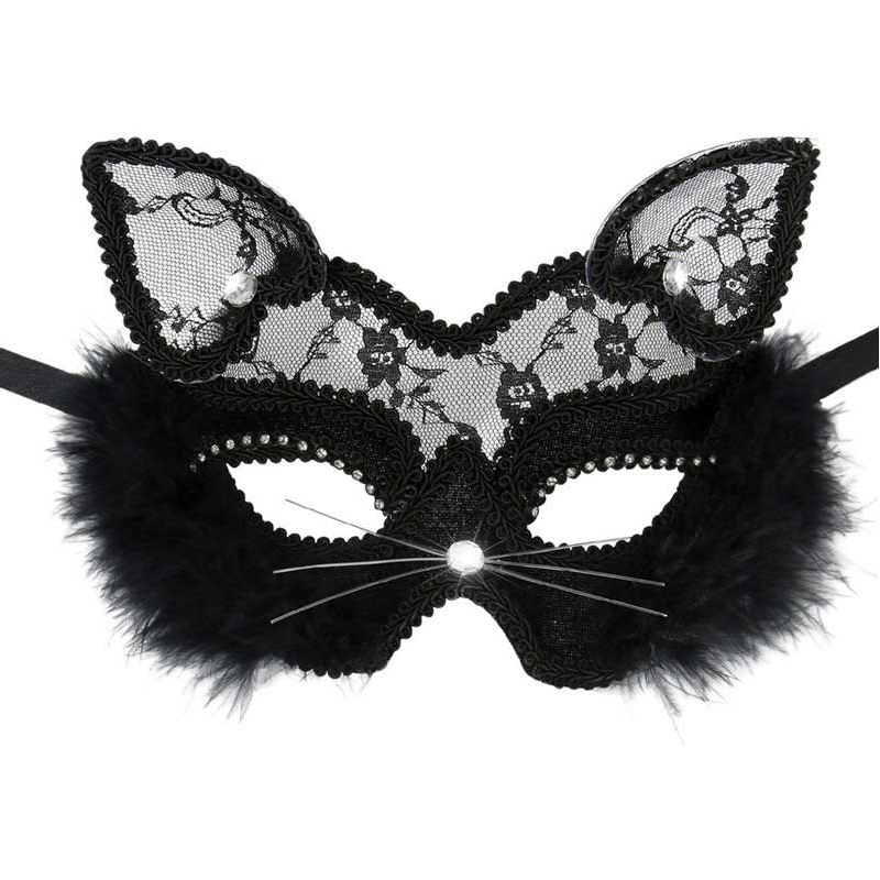 Sexy Lace Black Cat Eye Mask for Carnival Halloween