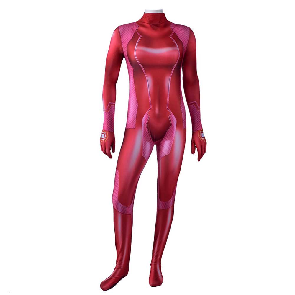 Game Metroid Zero Suit Samus Cosplay Costume Red Zentai