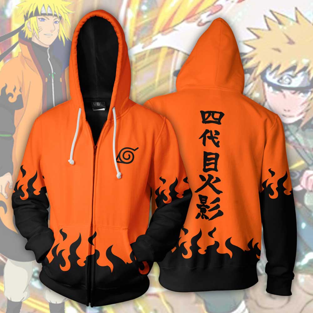 Anime Naruto Seal Zip Up Hoodie Casual Unisex Sweatshirt with Pockets -Takerlama